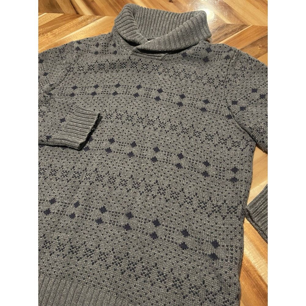 Levi's Knit Sweater Collar Grey Men's Large Winter Pattern Cozy Pullover